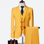 Luxury 3 piece men's wedding suit fashion men's slim solid color business office suit sets large size men Blazer+ pants + vest 3