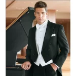 Formal Solid Men Suits Black Chic Prom Party Concert Male Clothing Fashion Groom Wedding Tailcoat 3 Piece (Jacket+Vest+Pants) 3