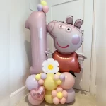 39pcs Peppa Pig Daisy Balloon Column Set 40inch Pink Number 1-9th Foil Balloons Macaroon Latex Globos for Girl Birthday Party 1