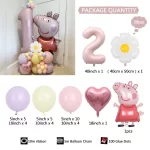 39pcs Peppa Pig Daisy Balloon Column Set 40inch Pink Number 1-9th Foil Balloons Macaroon Latex Globos for Girl Birthday Party 3