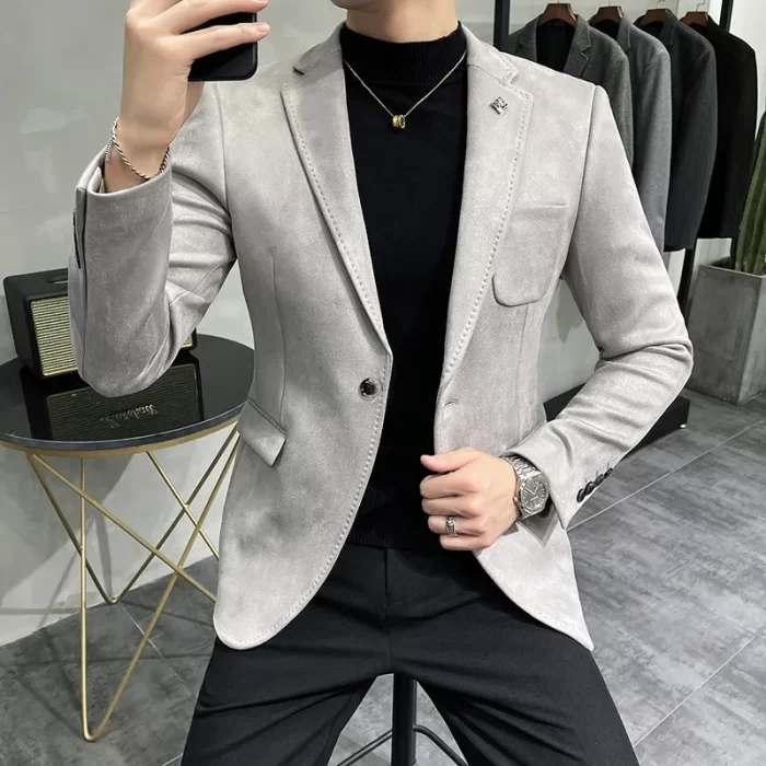 Fashion England Style Autumn Winter Thick Men's Velvet Suit Jacket / Male High Quality 2023 New Plus Size Blazers Coat 2