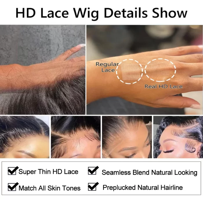 Celie Hair Glueless Lace Front Human Hair Wigs For Women Transparent HD Lace Frontal Wig 5x5 Body Wave Glueless Wig Human Hair 6