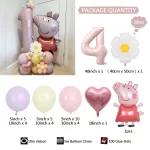 39pcs Peppa Pig Daisy Balloon Column Set 40inch Pink Number 1-9th Foil Balloons Macaroon Latex Globos for Girl Birthday Party 5