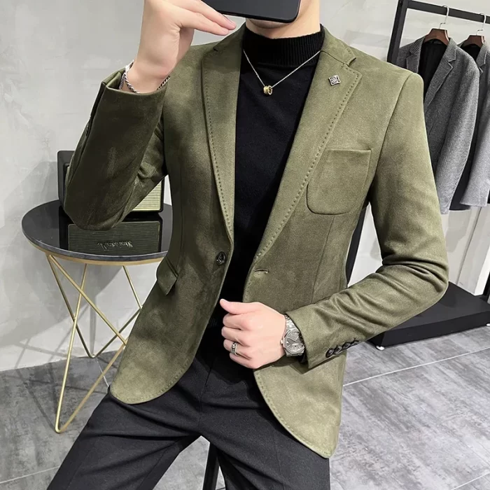 Fashion England Style Autumn Winter Thick Men's Velvet Suit Jacket / Male High Quality 2023 New Plus Size Blazers Coat 3