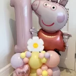 39pcs Peppa Pig Daisy Balloon Column Set 40inch Pink Number 1-9th Foil Balloons Macaroon Latex Globos for Girl Birthday Party 2