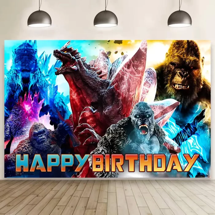 Godzillaed Monster King Theme Birthday Party Decoration Tableware Balloon Backdrop Cake Topper Party Supplies Baby Shower Boy 3