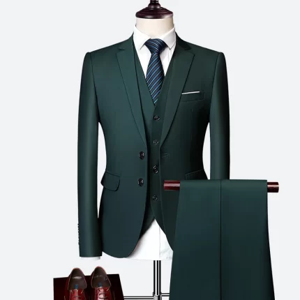 Luxury 3 piece men's wedding suit fashion men's slim solid color business office suit sets large size men Blazer+ pants + vest 1