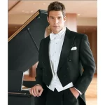 Formal Solid Men Suits Black Chic Prom Party Concert Male Clothing Fashion Groom Wedding Tailcoat 3 Piece (Jacket+Vest+Pants) 2