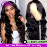 Celie Hair Glueless Lace Front Human Hair Wigs For Women Transparent HD Lace Frontal Wig 5x5 Body Wave Glueless Wig Human Hair 1