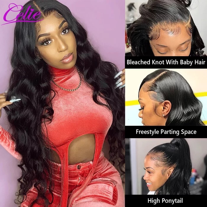 Celie Hair Glueless Lace Front Human Hair Wigs For Women Transparent HD Lace Frontal Wig 5x5 Body Wave Glueless Wig Human Hair 4